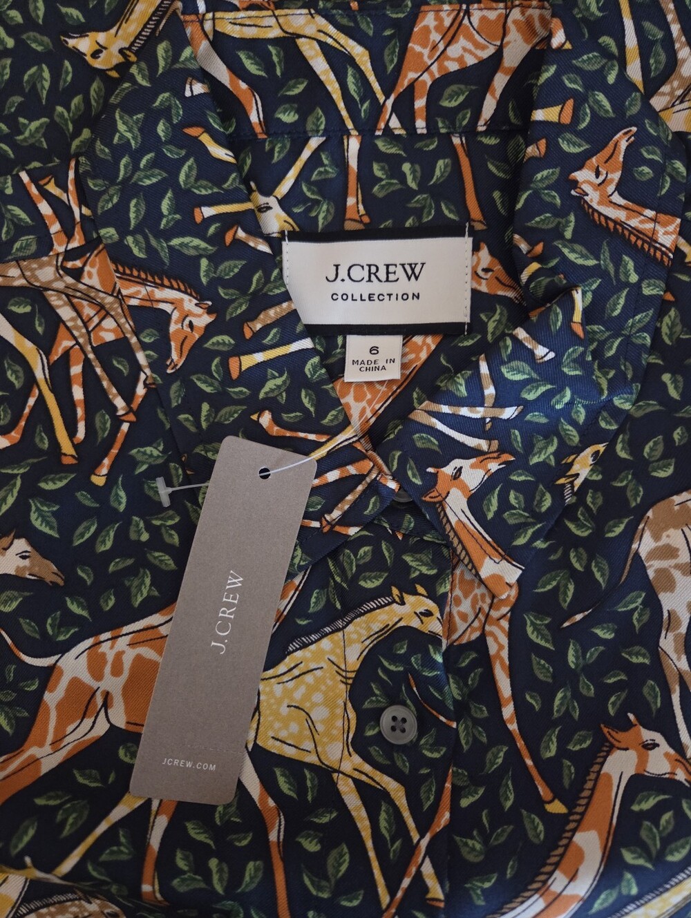 NWT J.CREW SIZE 6 COLLECTION SILK GIRAFFE-PRINT 🦒BUTTON-DOWN SHIRT - Picture 4 of 7